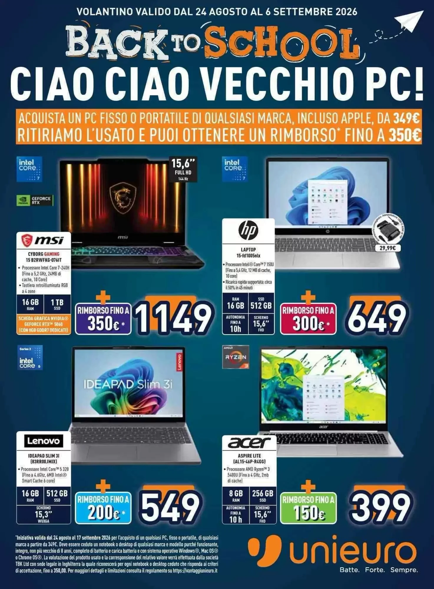 Copertina Unieuro - Volantino Unieuro